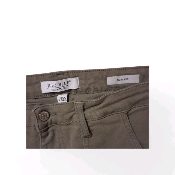 Judy Blue 11/30 High Waist Green Cargo Carpenter Slim Fit Pants Olive Utility - Picture 4 of 10